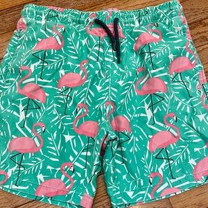 Ingear Teal Swim Shorts with Pink Flamingo Print 12/14